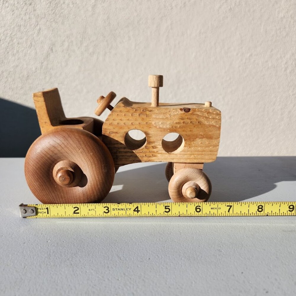 Handmade Vintage Toy Tractor Hand Crafted car push Decor Montessori Waldorf Minn - Picture 6 of 9